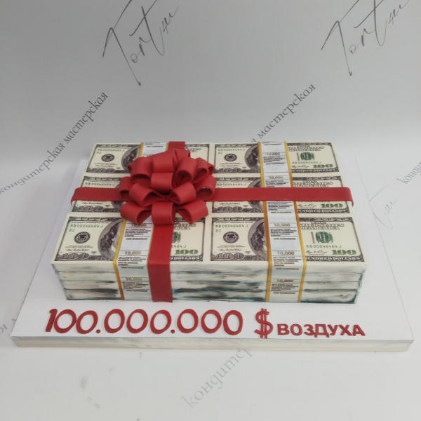 Торт пачки долларов с бантом - 2098 на заказ в Москве, купить 8кг за 26100.00 ₽