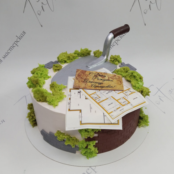 Торт Строителю с мастерком и чертежами - 2375 на заказ в Москве, купить 5кг за 15200.00 ₽