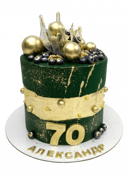 Торт зелёно-золотой на 70 лет - 4077 на заказ в Москве, купить 3кг за 9100.00 ₽