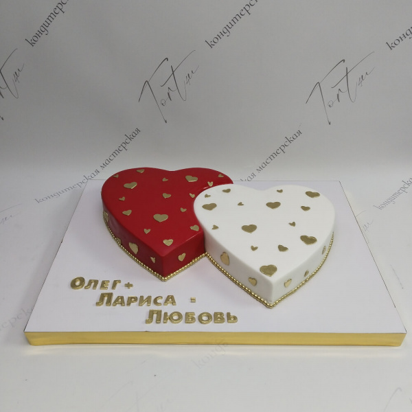 Торт Два сердца на розовую свадьбу - 5599 на заказ в Москве, купить 4кг за 12400.00 ₽