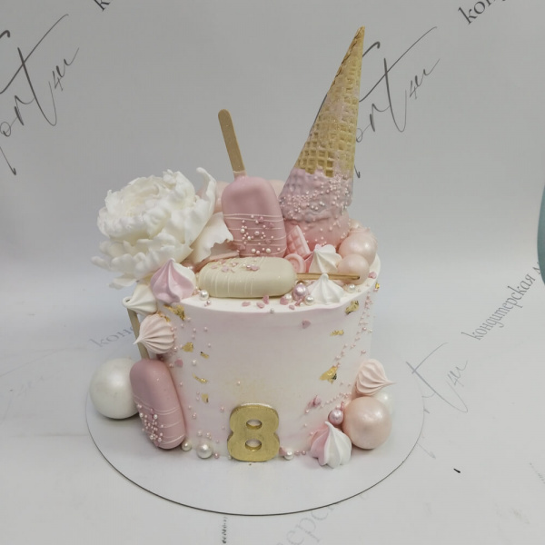 Торт мороженое и зефир на 8 лет - 5355 на заказ в Москве, купить 3кг за 12850.00 ₽
