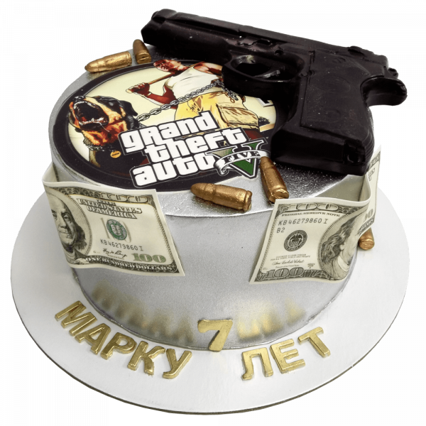 Торт GTA V на 7 лет - 3812 на заказ в Москве, купить 2кг за 5300.00 ₽