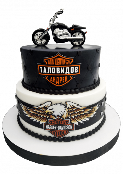 Торт мотоцикл Harley-Davidson на 55 лет - 3870 на заказ в Москве, купить 5кг за 13200.00 ₽